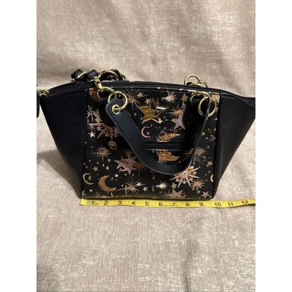 Betsey Johnson Black and Gold Starry Satchel - Picture 10 of 14